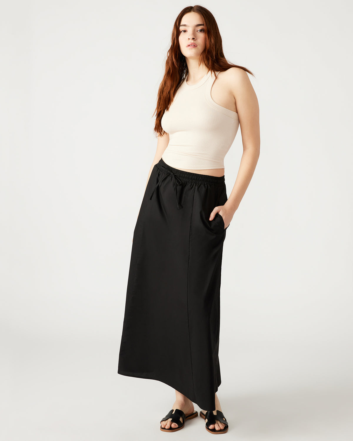 SUNNY Skirt Black | Women's A-Line Maxi Skirt - Steve Madden