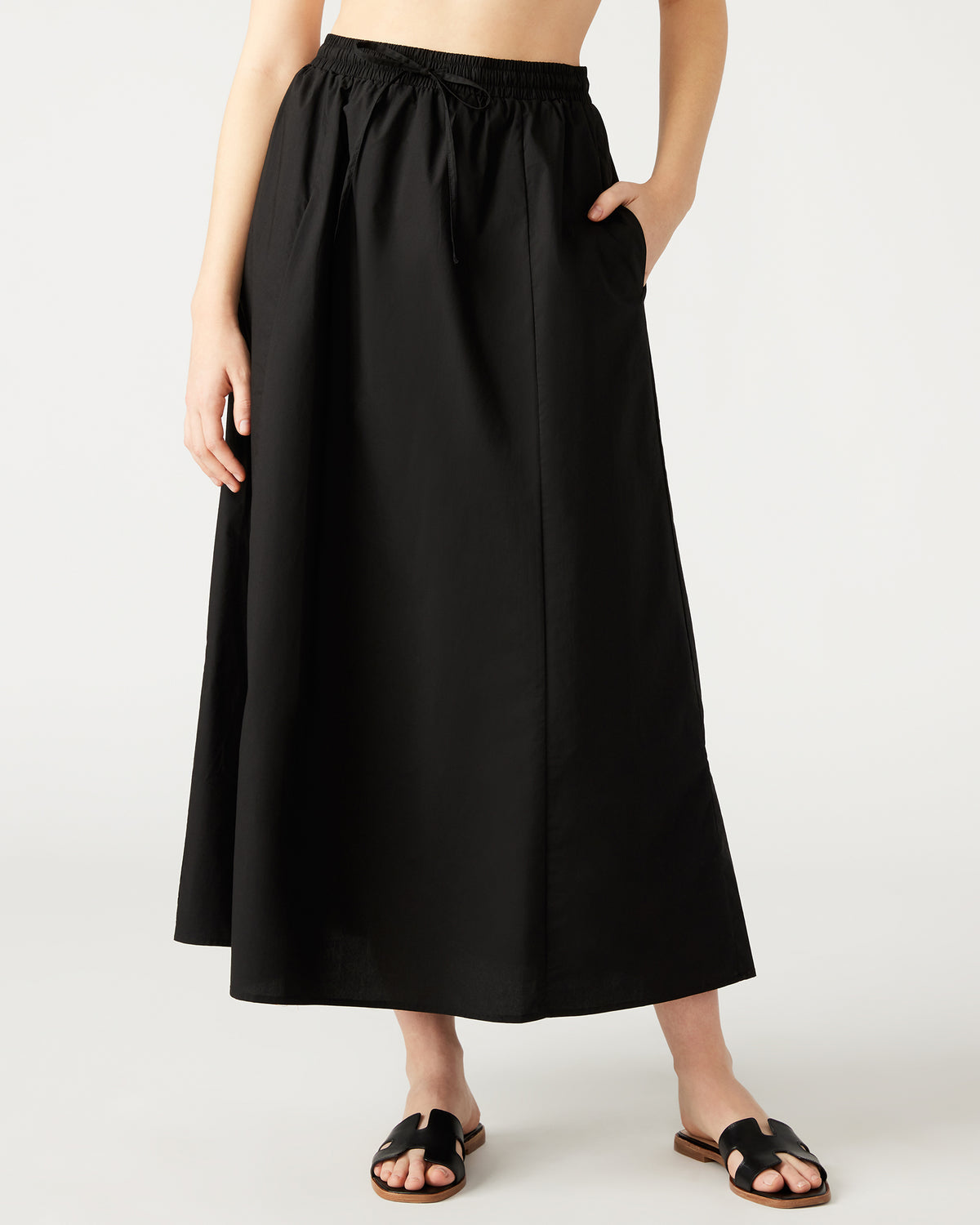 SUNNY Skirt Black | Women's A-Line Maxi Skirt - Steve Madden