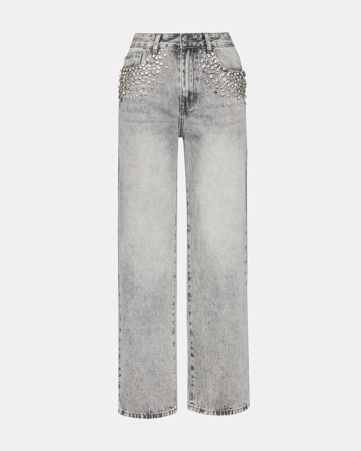 ERAS Fog Rhinestone Embellised Straight-Leg Denim Women's Jeans - Steve Madden