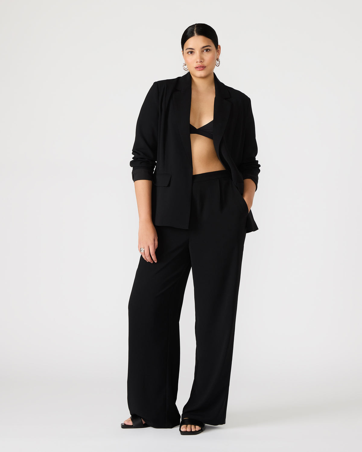 PAYTON Pant Black | Women's Wide Leg Trousers - Steve Madden