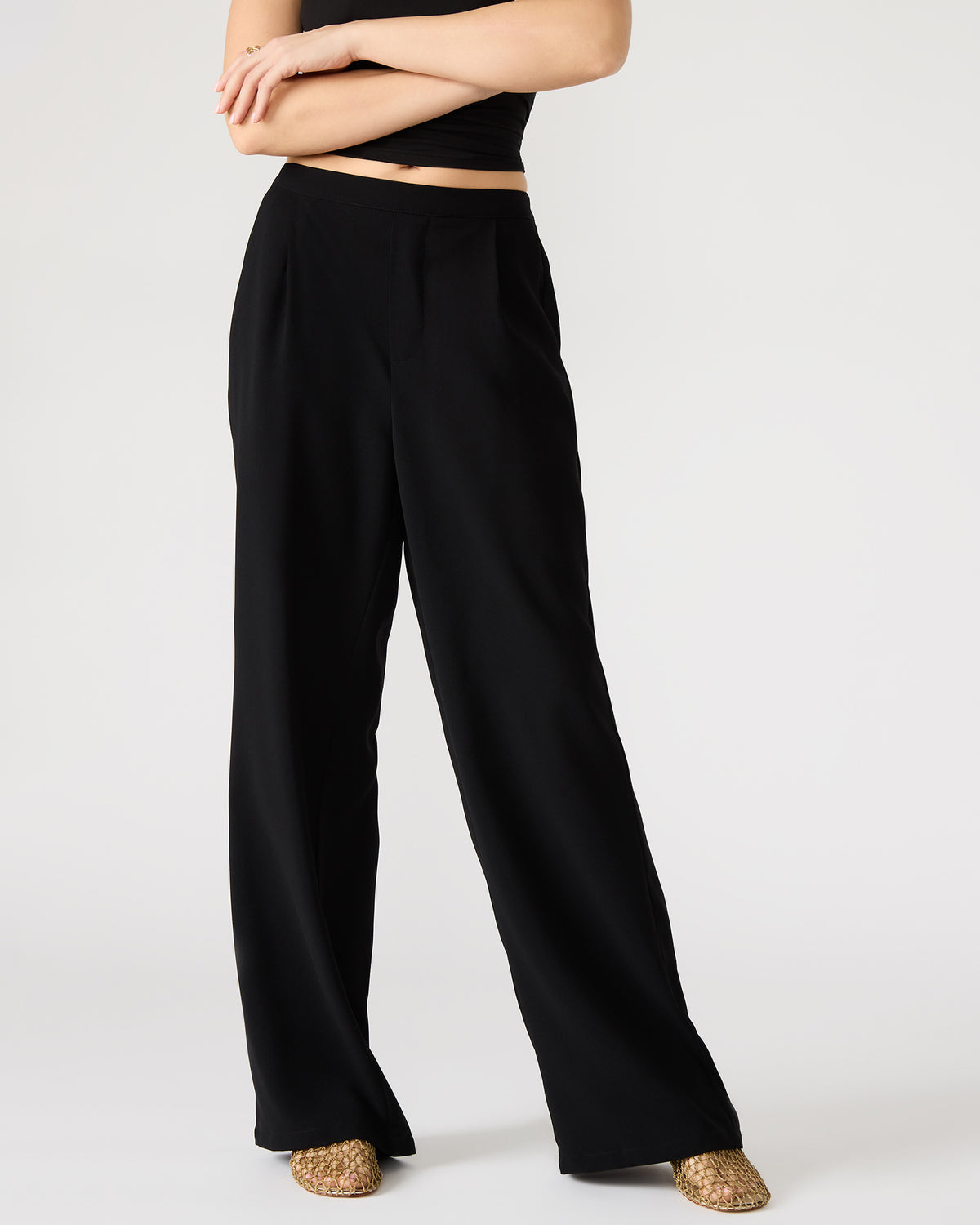PAYTON Pant Black | Women's Wide Leg Trousers - Steve Madden