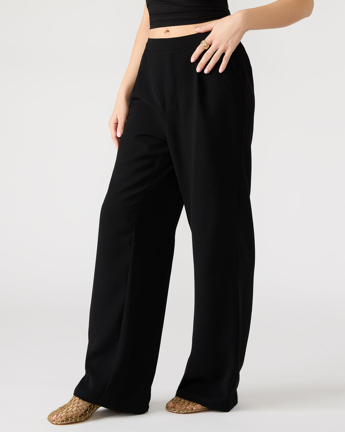PAYTON Pant Black | Women's Wide Leg Trousers - Steve Madden