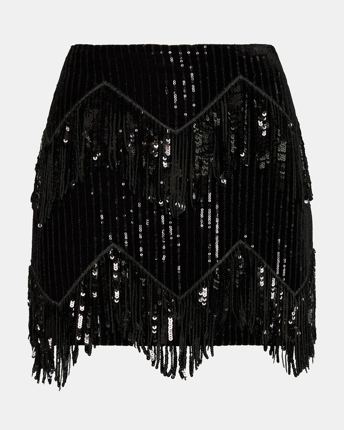 CINDI Sequin Black Fringe Embellished Women's Skirt - Steve Madden