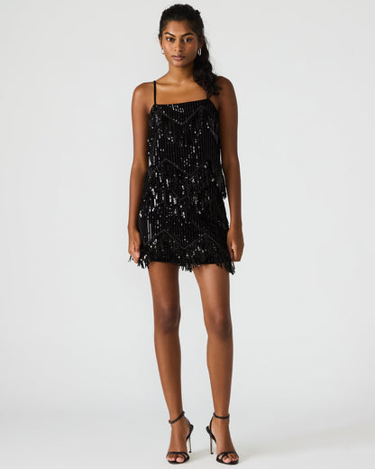 CINDI Sequin Black Fringe Embellished Women's Skirt - Steve Madden