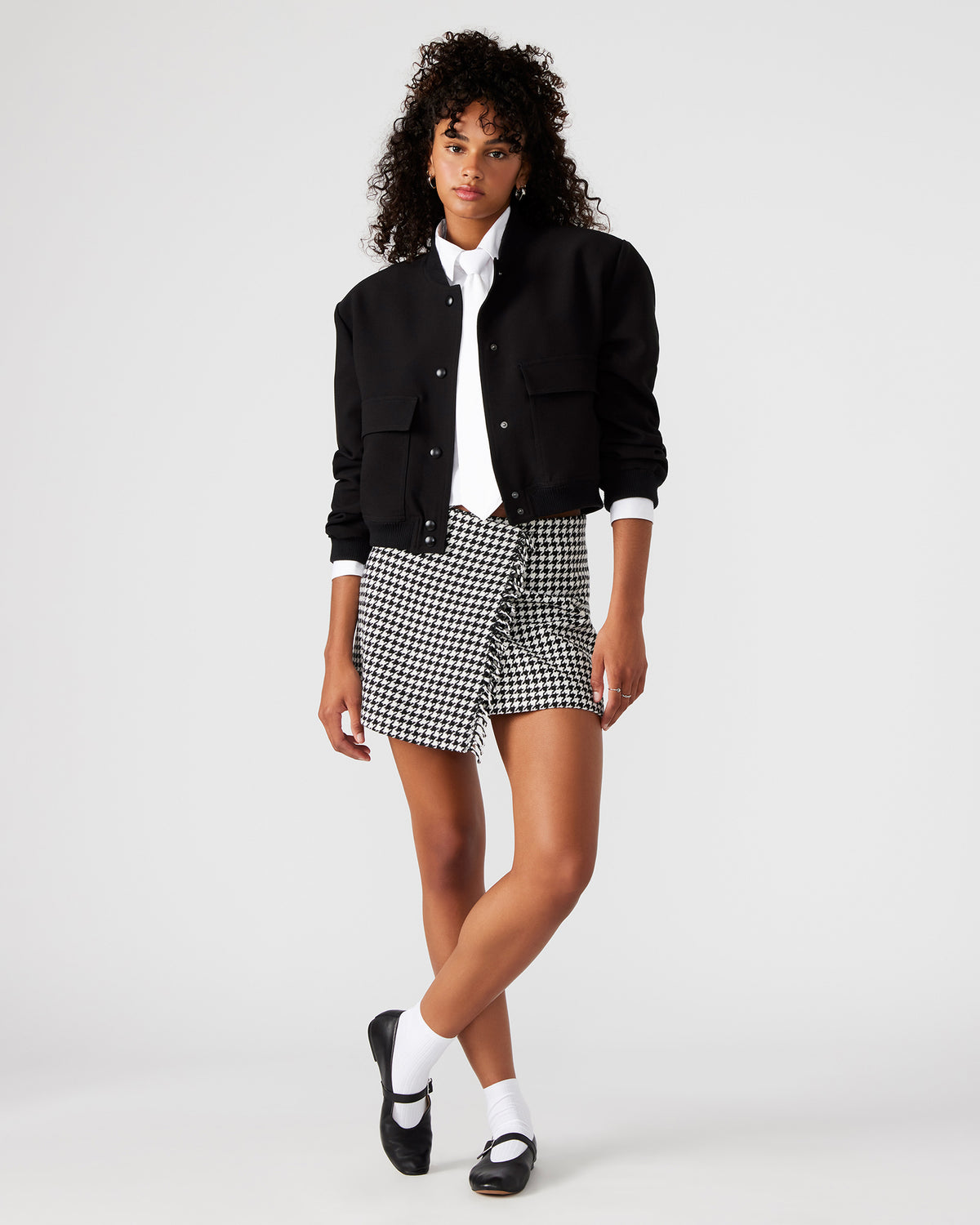 LEON Black/White Women's Wrap Mini Skirt - Steve Madden