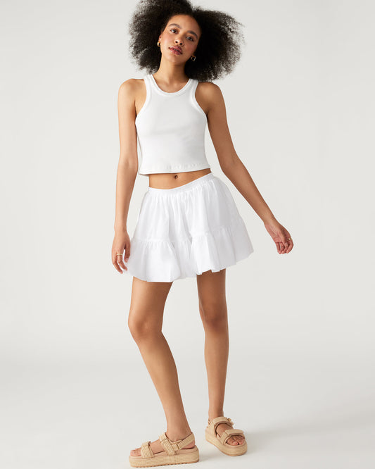 AISHA Skirt White | Women's Balloon Poplin Mini Skirt - Steve Madden