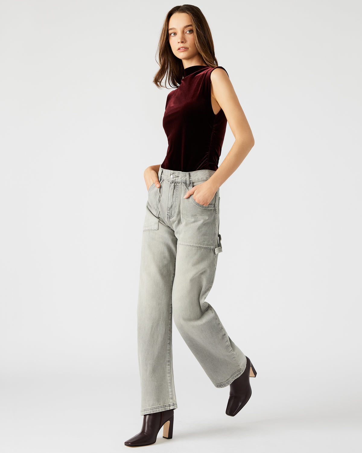 HANSEN Pant Light Grey | Women's Barrel Leg Pants - Steve Madden