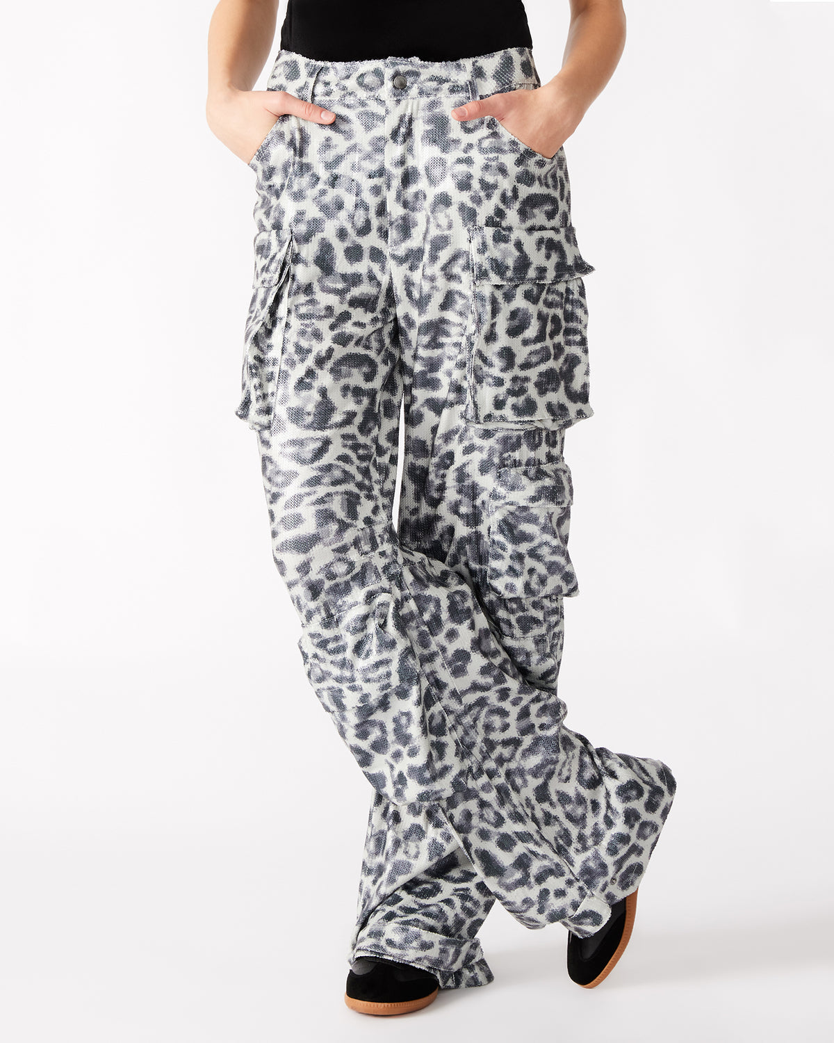 DUO Leopard Sequin Women's Utility Cargo Pants - Steve Madden