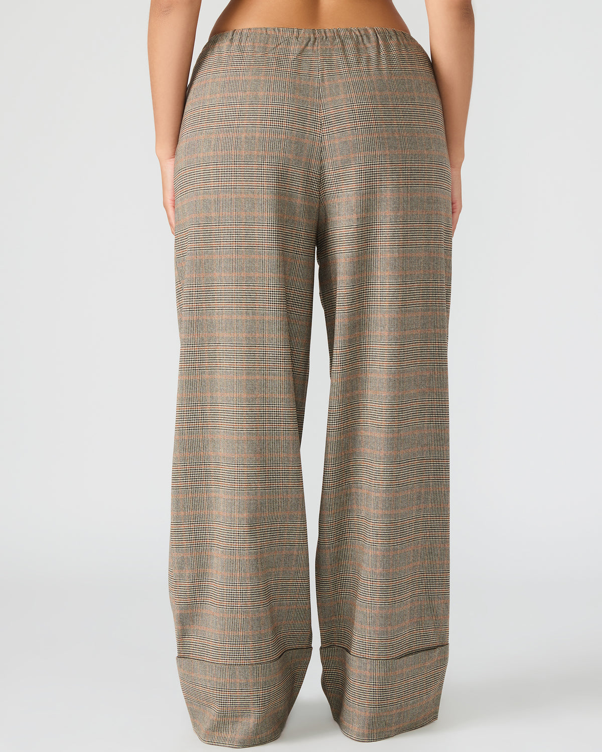 IDRA Brown Pull-On Tie-Front Cuffed Plaid Women's Pants - Steve Madden