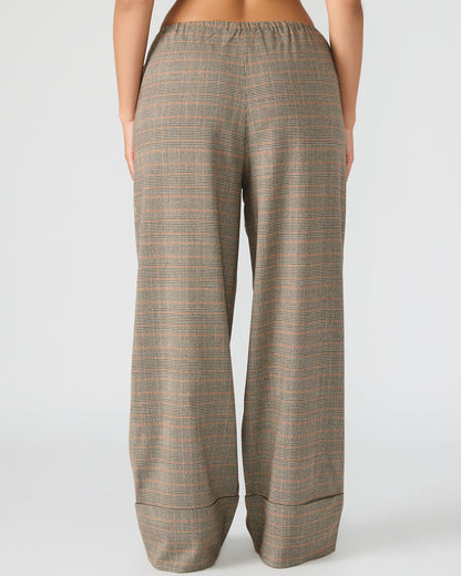 IDRA Brown Pull-On Tie-Front Cuffed Plaid Women's Pants - Steve Madden