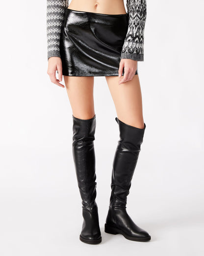 AVIVA Skirt Black | Women's Faux Leather Mini Skirt - Steve Madden