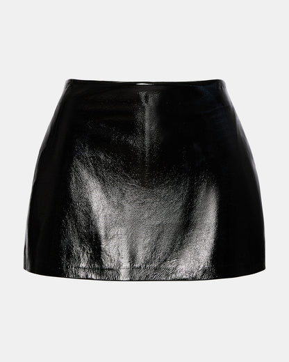 AVIVA Skirt Black | Women's Faux Leather Mini Skirt - Steve Madden