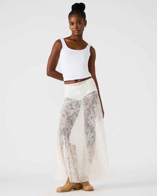 VEERA White Mesh Lace Flowy Maxi Skirt - Steve Madden