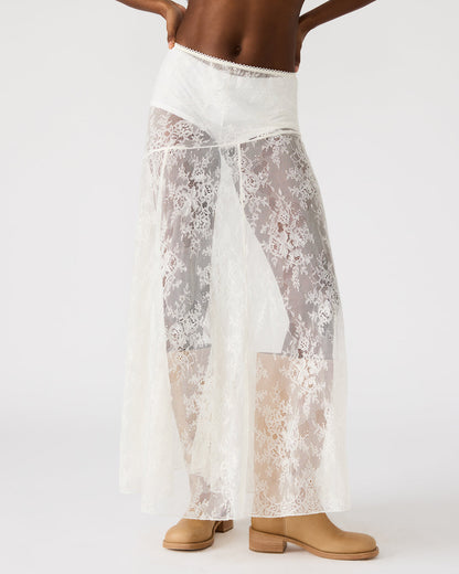 VEERA White Mesh Lace Flowy Maxi Skirt - Steve Madden