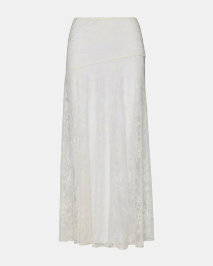 VEERA White Mesh Lace Flowy Maxi Skirt - Steve Madden