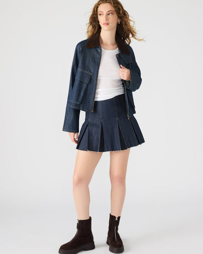 JOAN Deep Indigo Pleated Denim Matching Set Women's Skirt - Steve Madden