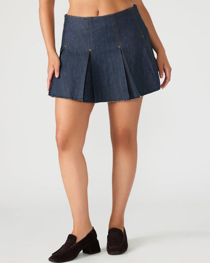 JOAN Deep Indigo Pleated Denim Matching Set Women's Skirt - Steve Madden