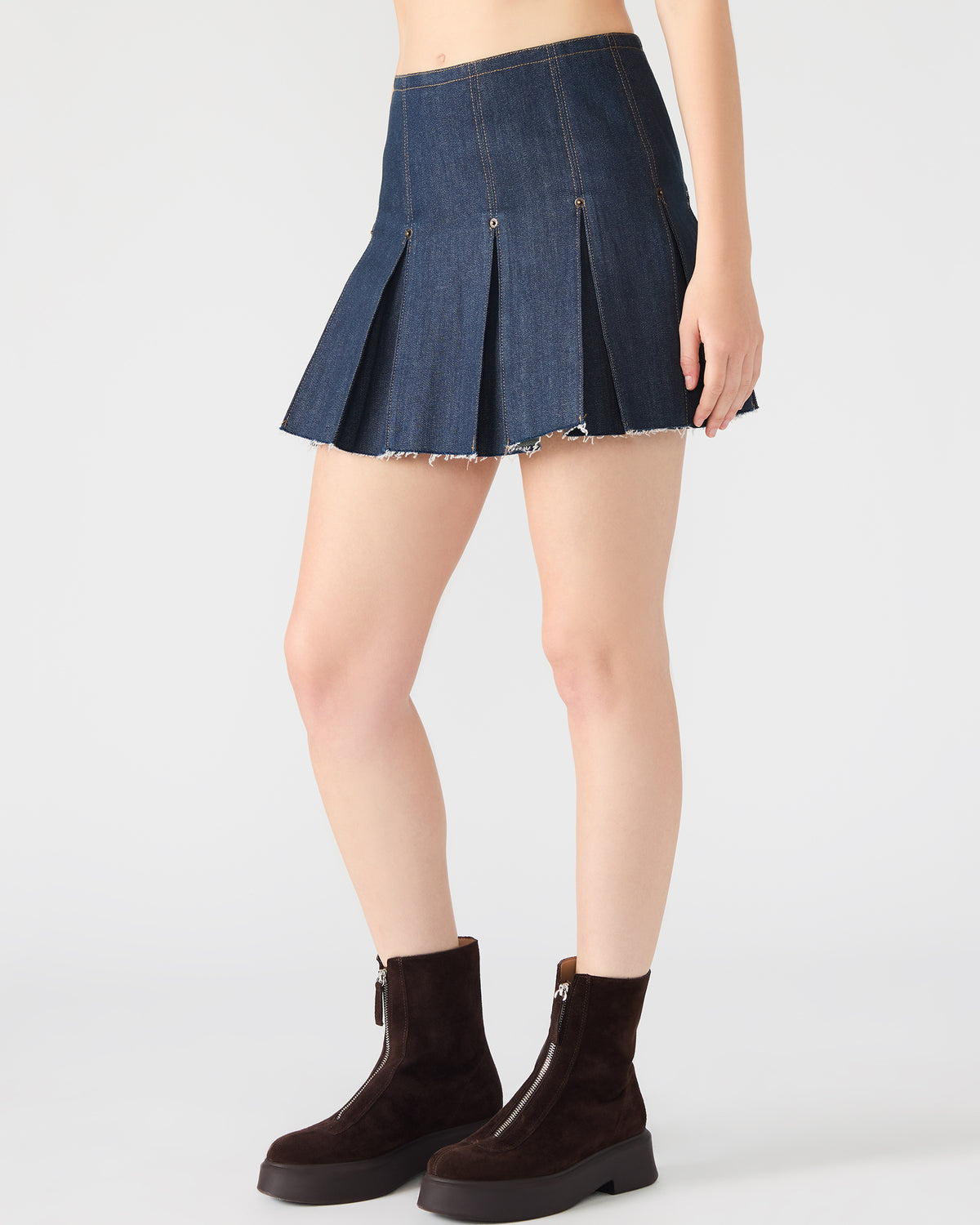 JOAN Deep Indigo Pleated Denim Matching Set Women's Skirt - Steve Madden