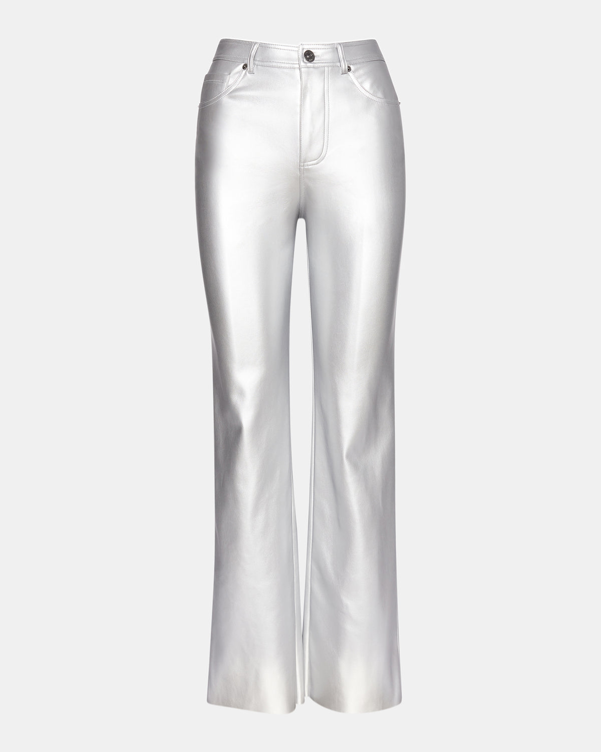 LOREN Pant Silver | Women's Faux Leather Straight Leg Pant - Steve Madden
