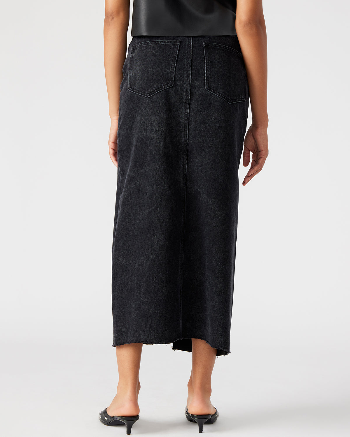 AVANI Denim Skirt Black | Women's Denim Maxi Skirt - Steve Madden