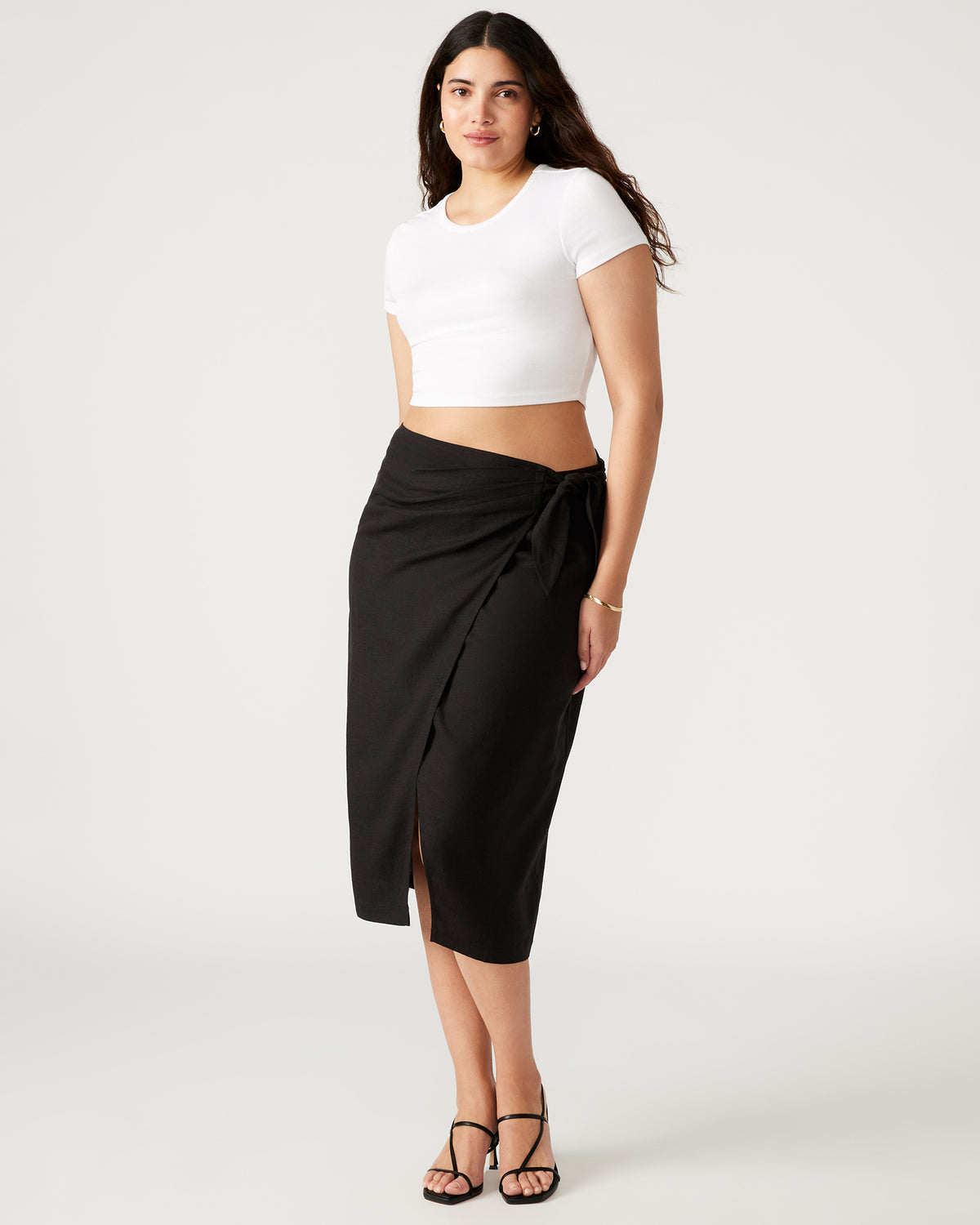 ISADORA Skirt Black | Women's Midi Wrap Skirt - Steve Madden