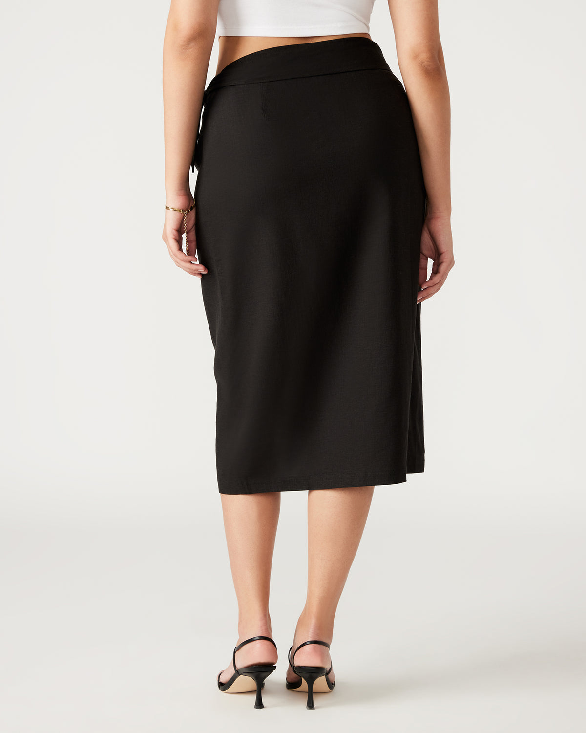 ISADORA Skirt Black | Women's Midi Wrap Skirt - Steve Madden