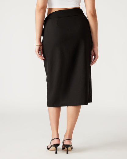 ISADORA Skirt Black | Women's Midi Wrap Skirt - Steve Madden