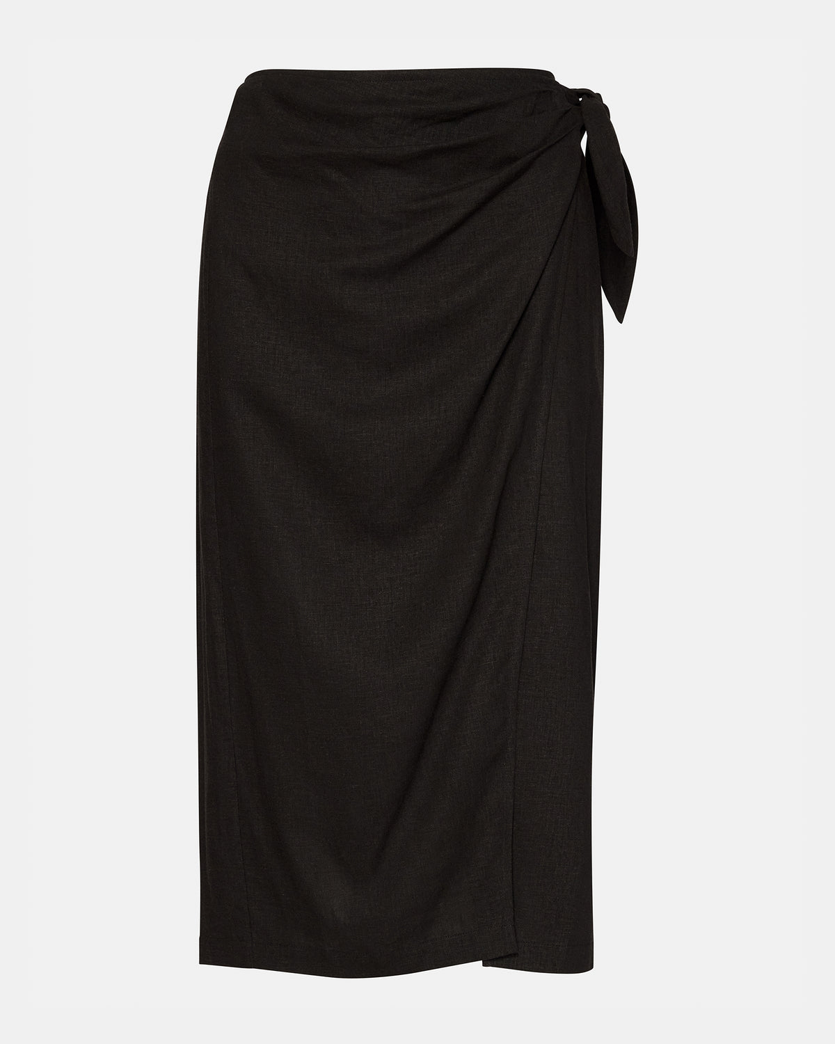 ISADORA Skirt Black | Women's Midi Wrap Skirt - Steve Madden