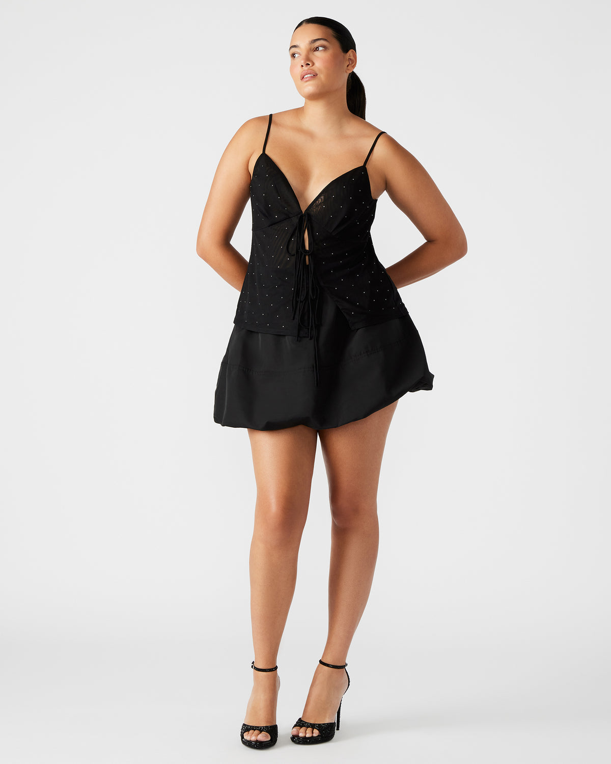 LUCA Skirt Black | Women's Bubble Mini Skirt - Steve Madden