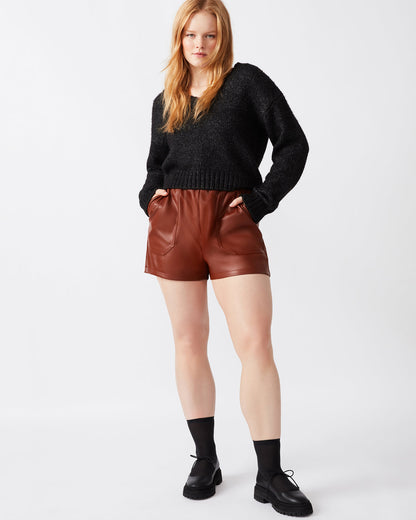 FAUX THE RECORD Short Cognac | Women's Faux Leather Short - Steve Madden