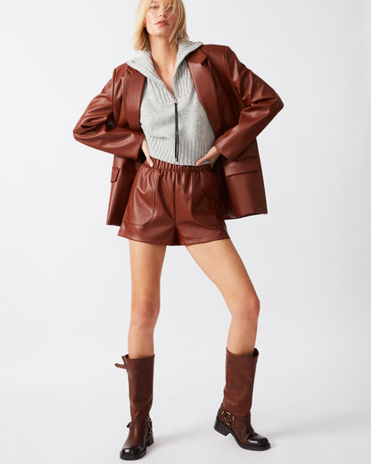 FAUX THE RECORD Short Cognac | Women's Faux Leather Short - Steve Madden