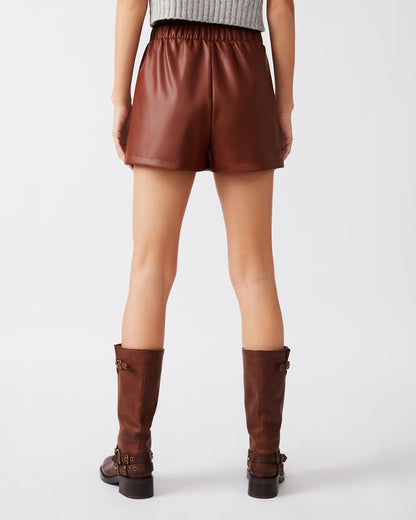 FAUX THE RECORD Short Cognac | Women's Faux Leather Short - Steve Madden
