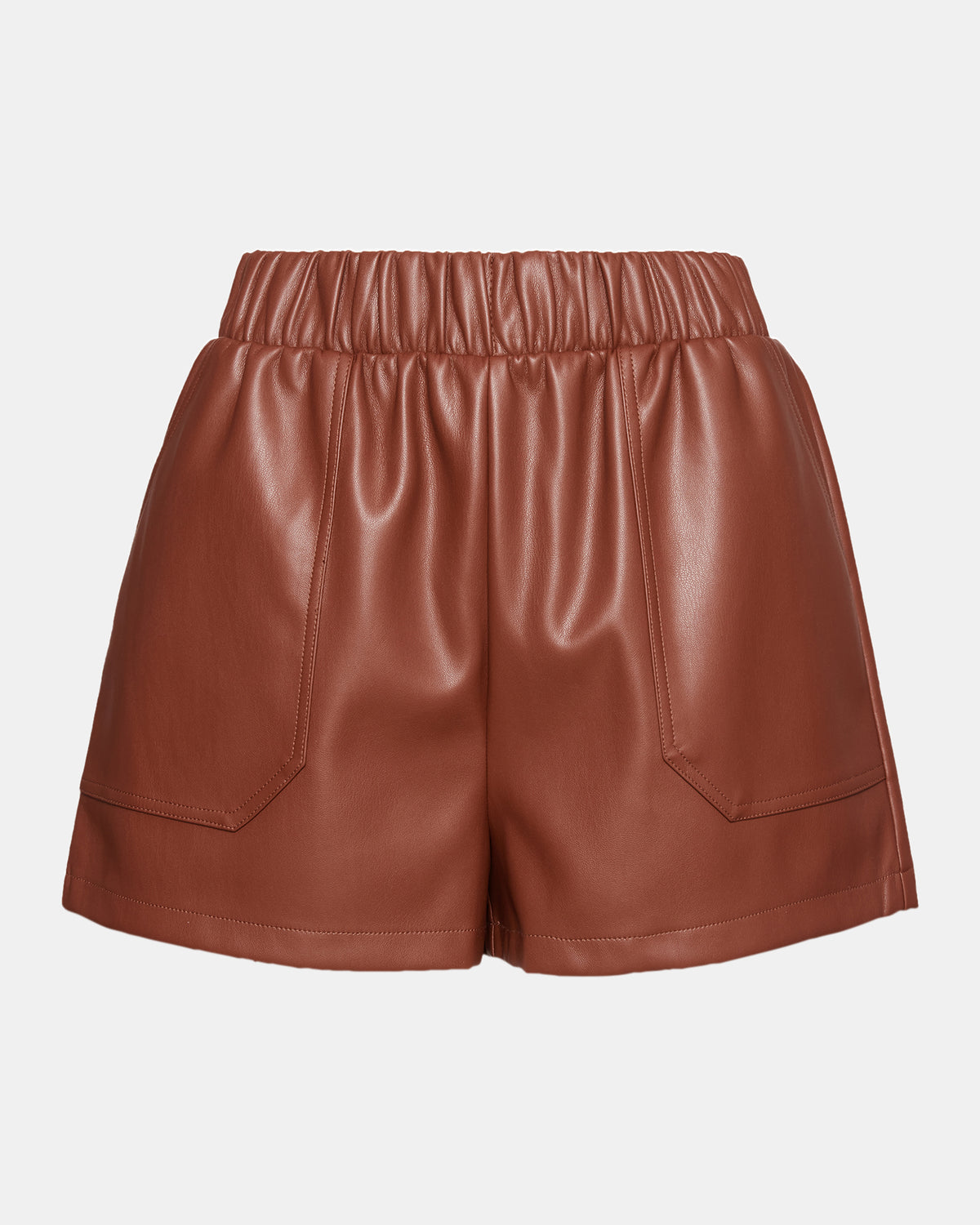 FAUX THE RECORD Short Cognac | Women's Faux Leather Short - Steve Madden
