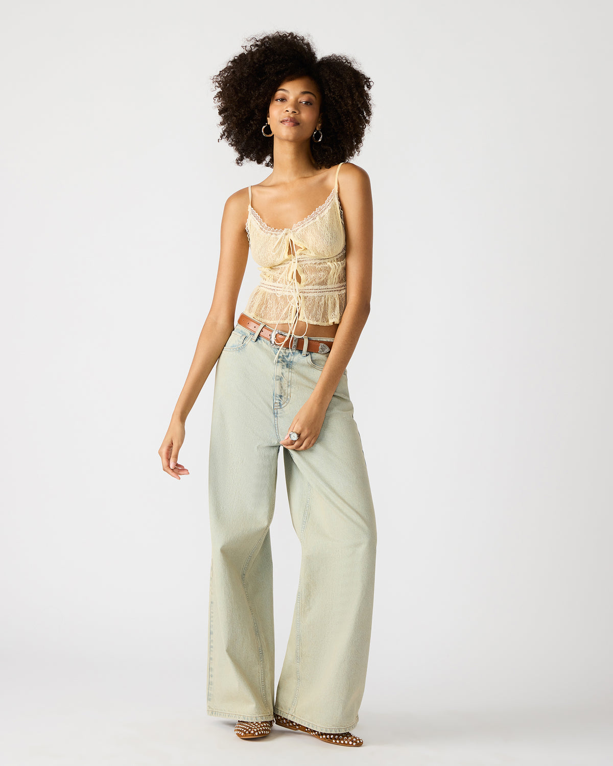 MAGNUS Women's Washed Denim Wide-Leg Jeans - Steve Madden