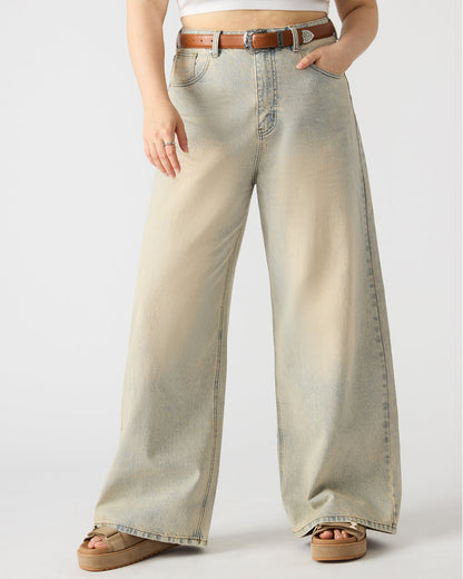 MAGNUS Women's Washed Denim Wide-Leg Jeans - Steve Madden