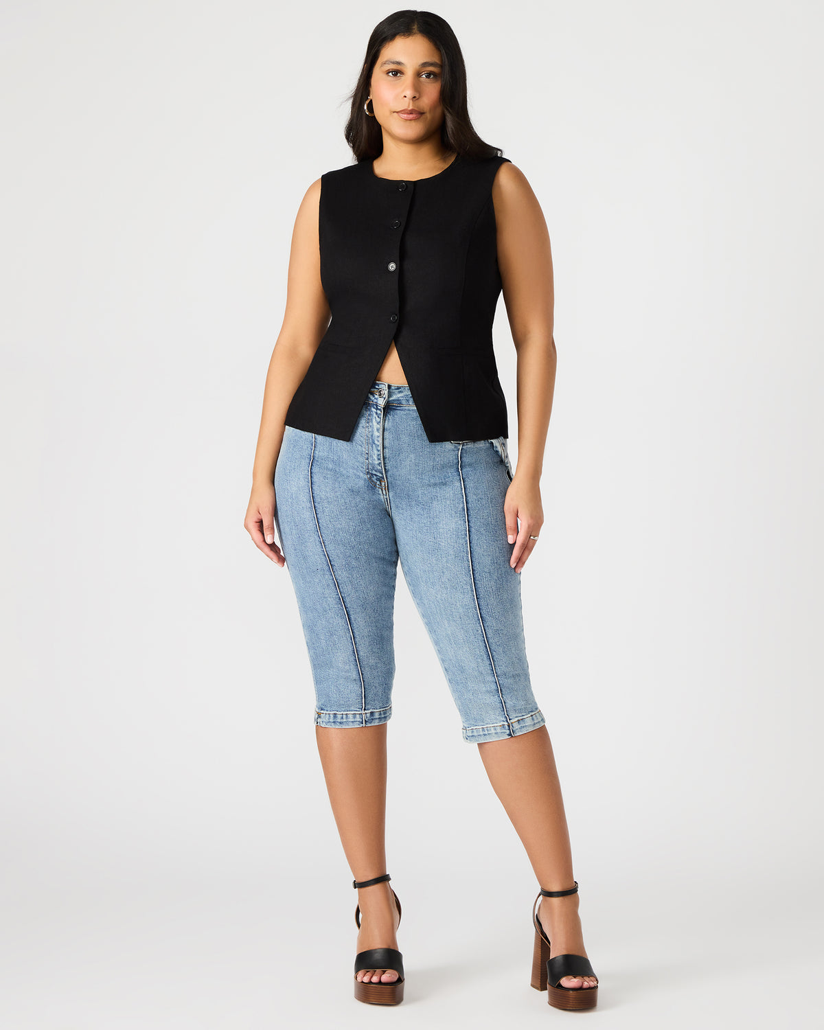 SKINNY DELRAY Denim Women's Fitted Capri Pants - Steve Madden