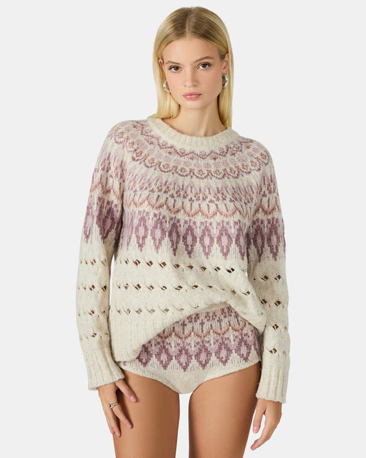 SUZETTE Multi Women's Fair Isle Long-Sleeved Pullover Sweater - Steve Madden
