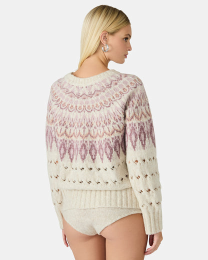 SUZETTE Multi Women's Fair Isle Long-Sleeved Pullover Sweater - Steve Madden