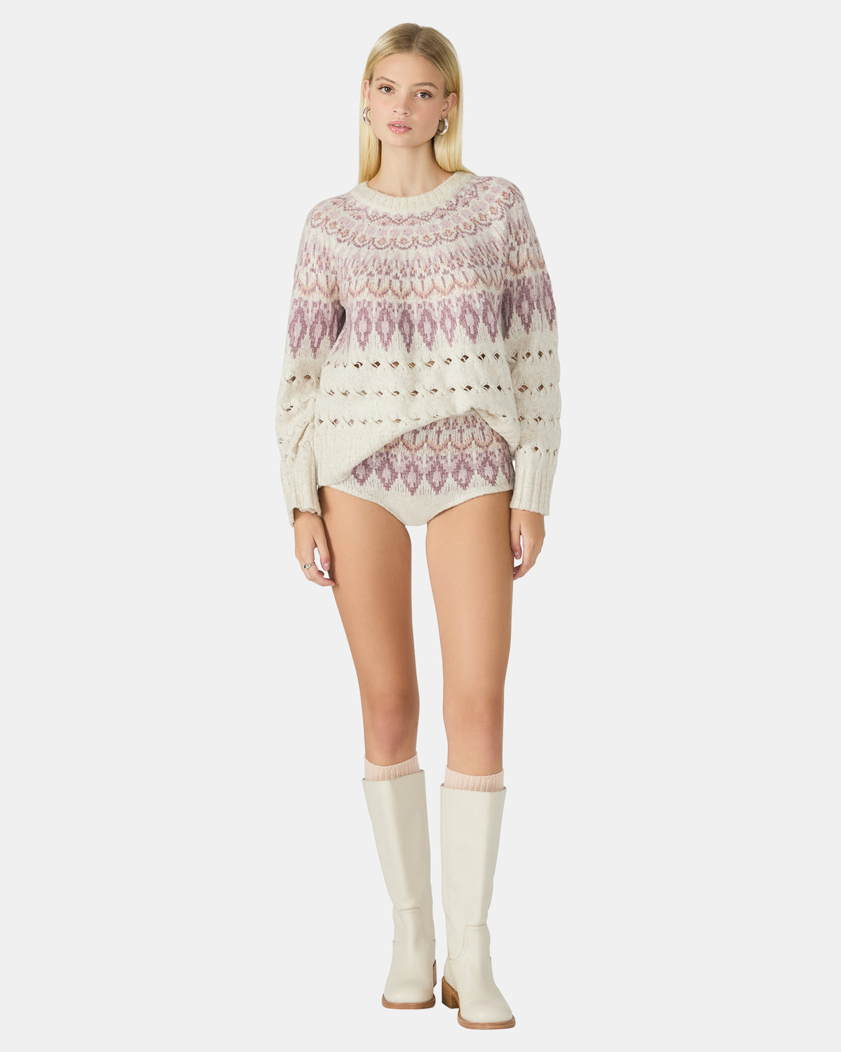 SUZETTE Multi Women's Fair Isle Long-Sleeved Pullover Sweater - Steve Madden