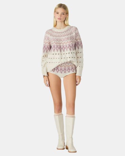 SUZETTE Multi Women's Fair Isle Long-Sleeved Pullover Sweater - Steve Madden