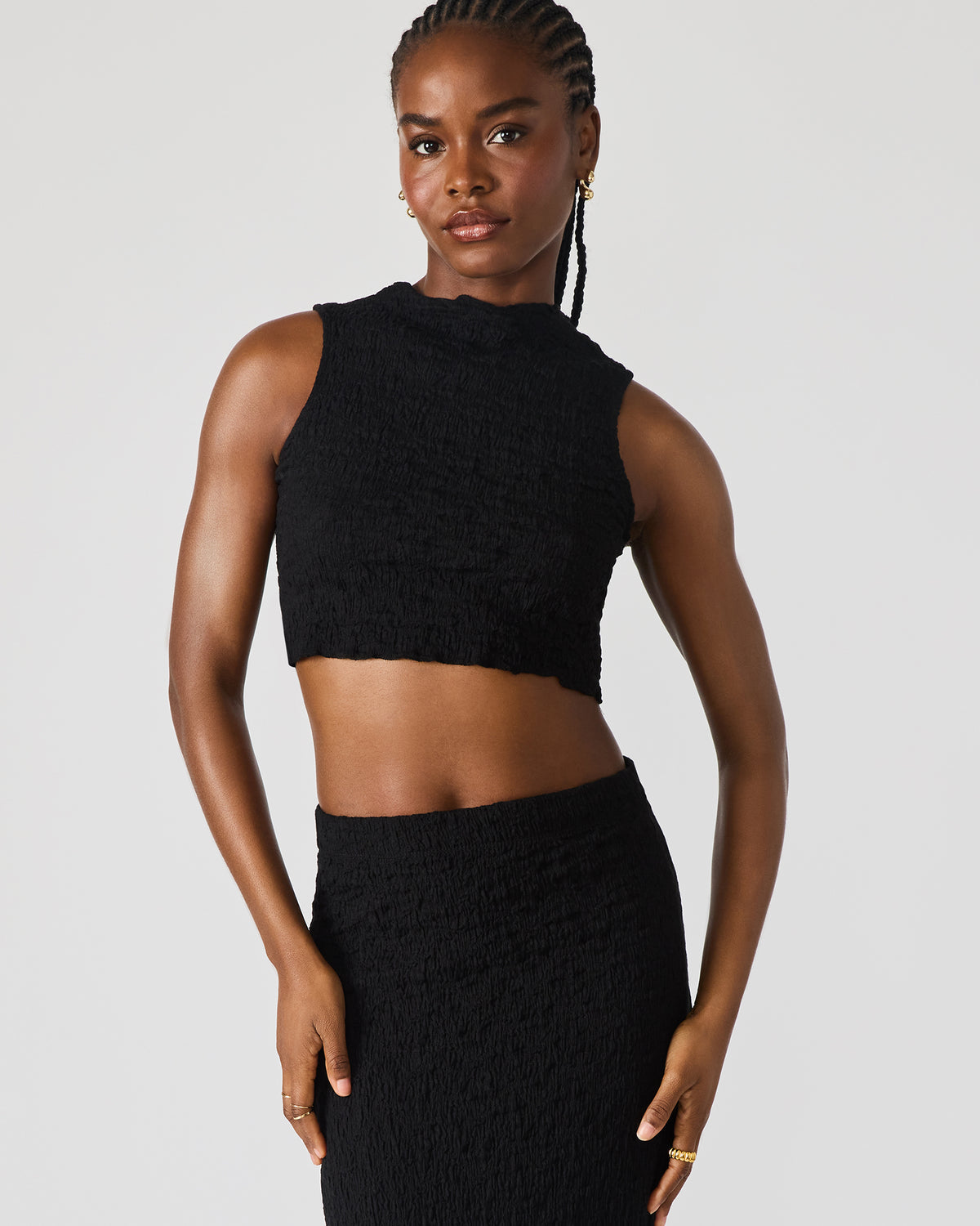 SEASIDE Maxi Skirt Set Black Women's Textured Matching Set - Steve Madden