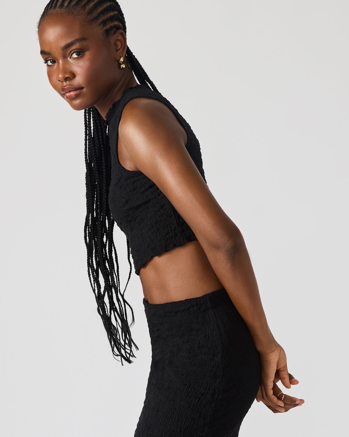 SEASIDE Maxi Skirt Set Black Women's Textured Matching Set - Steve Madden