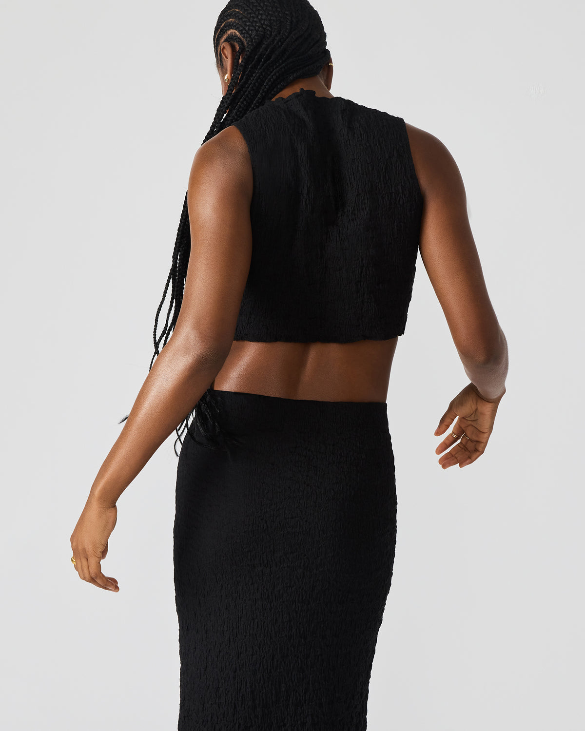 SEASIDE Maxi Skirt Set Black Women's Textured Matching Set - Steve Madden