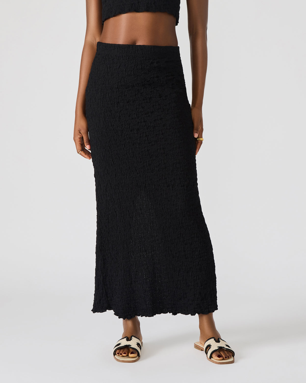 SEASIDE Maxi Skirt Set Black Women's Textured Matching Set - Steve Madden