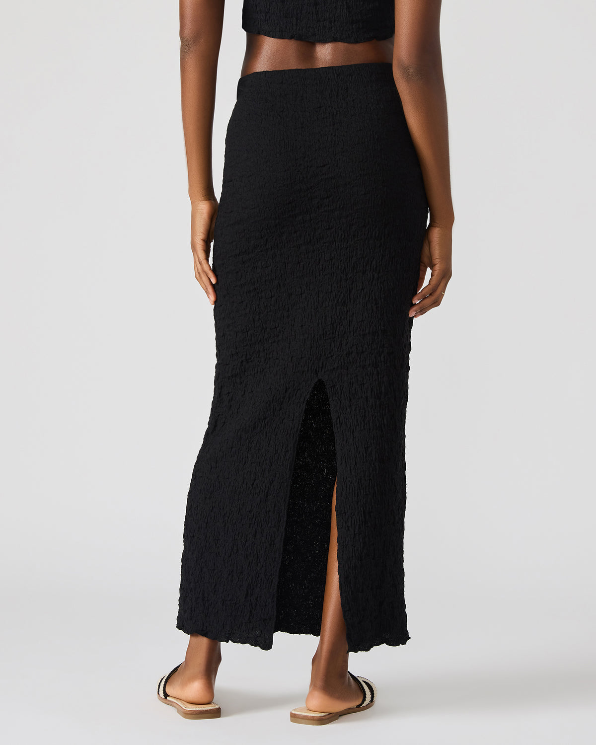 SEASIDE Maxi Skirt Set Black Women's Textured Matching Set - Steve Madden