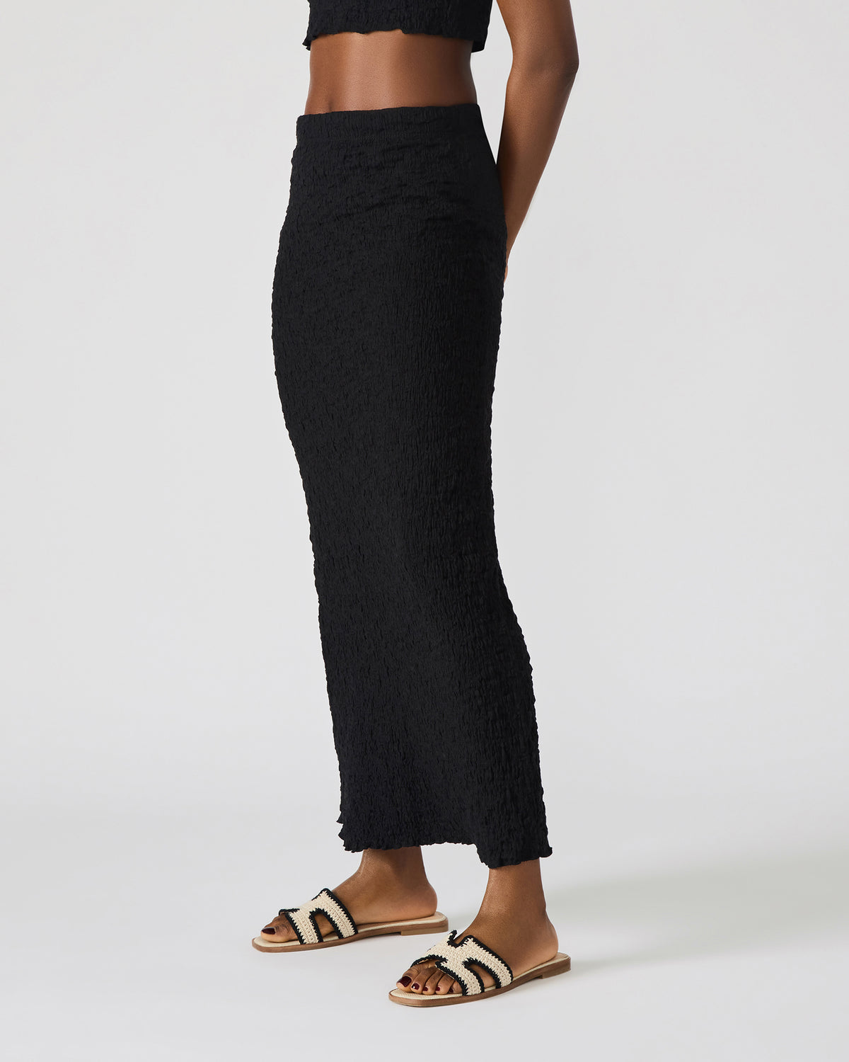 SEASIDE Maxi Skirt Set Black Women's Textured Matching Set - Steve Madden