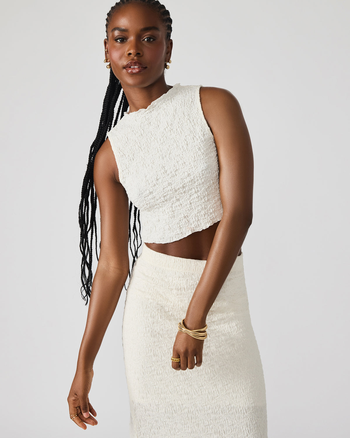 SEASIDE Maxi Skirt Set Cream Women's Textured Matching Set - Steve Madden