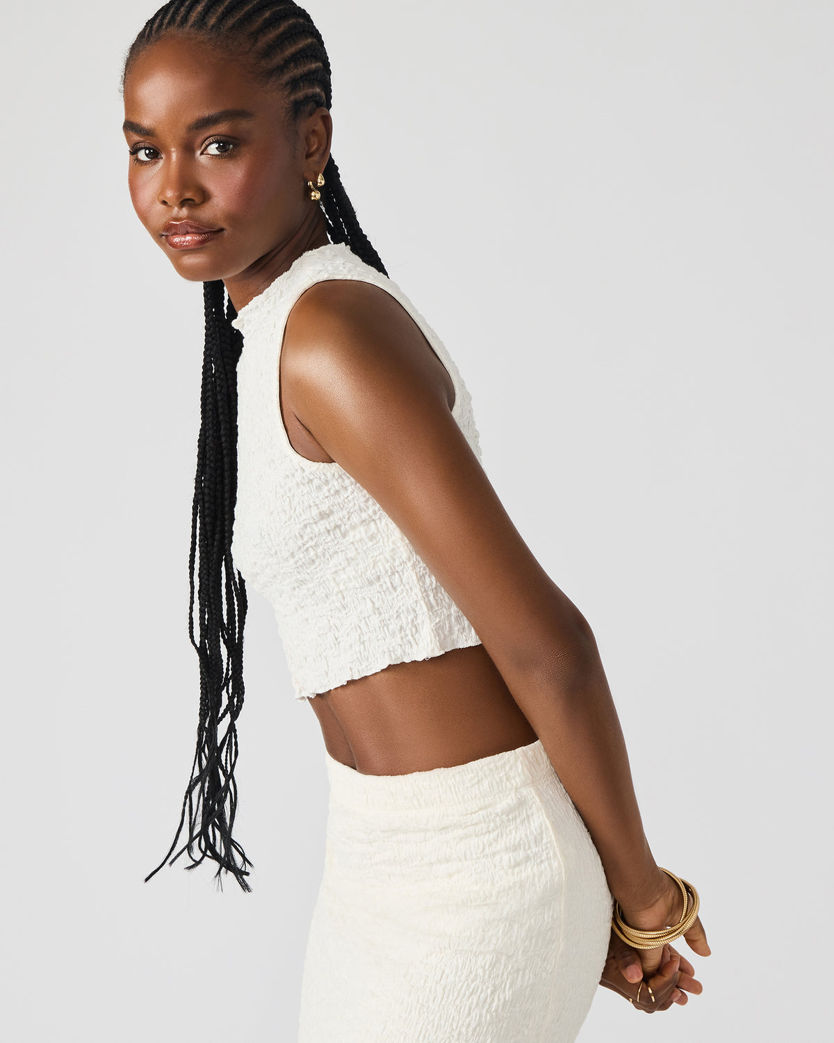 SEASIDE Maxi Skirt Set Cream Women's Textured Matching Set - Steve Madden