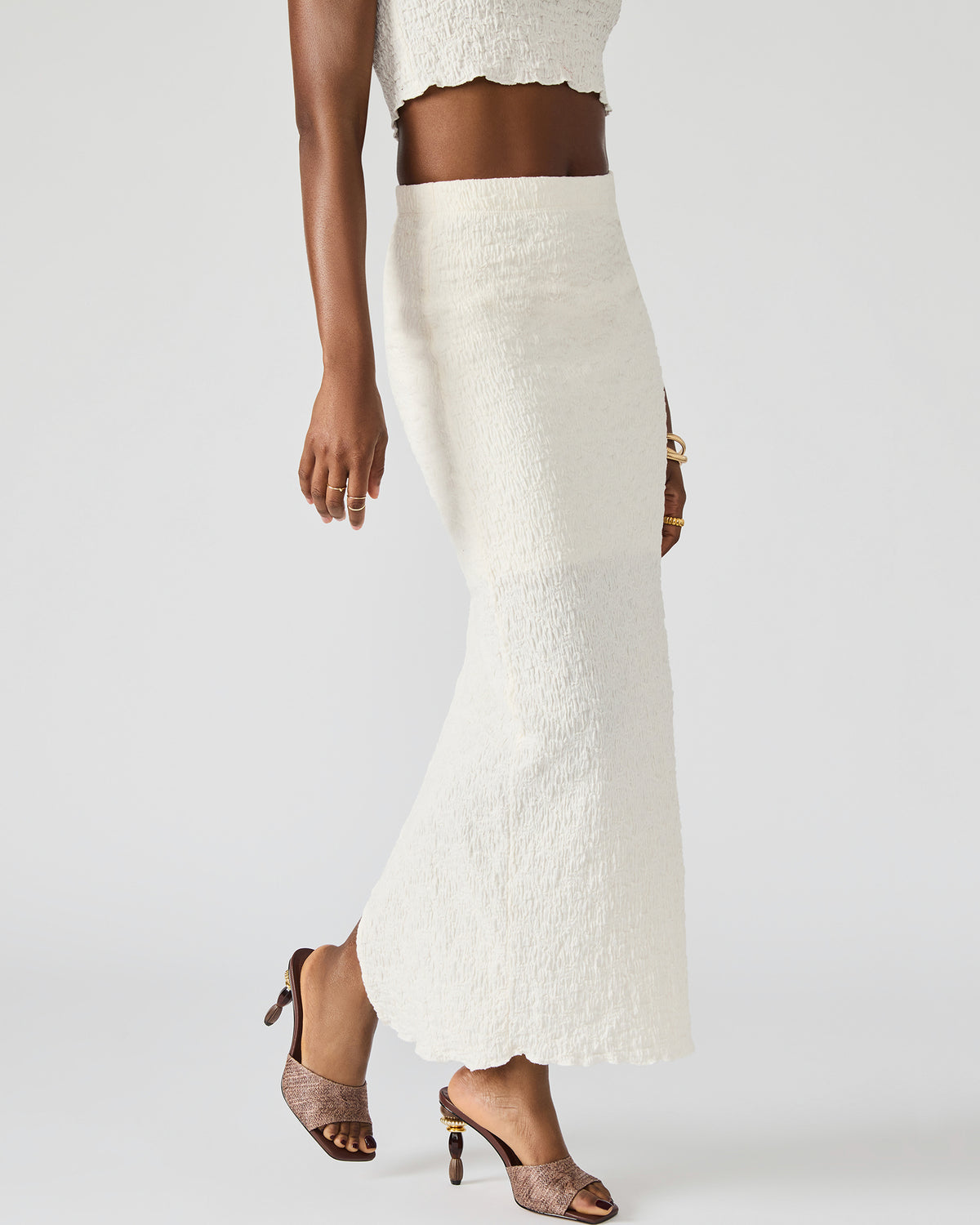 SEASIDE Maxi Skirt Set Cream Women's Textured Matching Set - Steve Madden