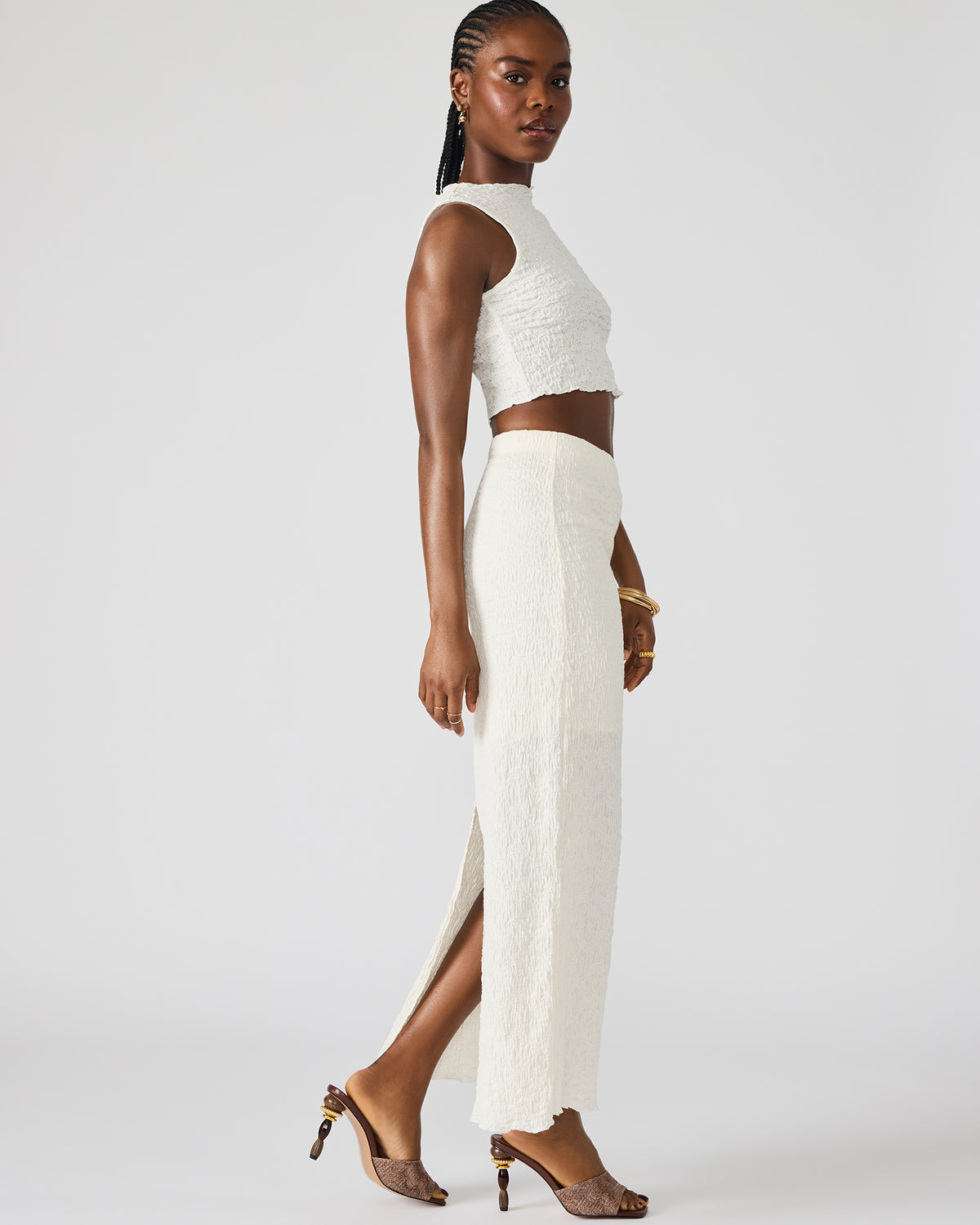 SEASIDE Maxi Skirt Set Cream Women's Textured Matching Set - Steve Madden